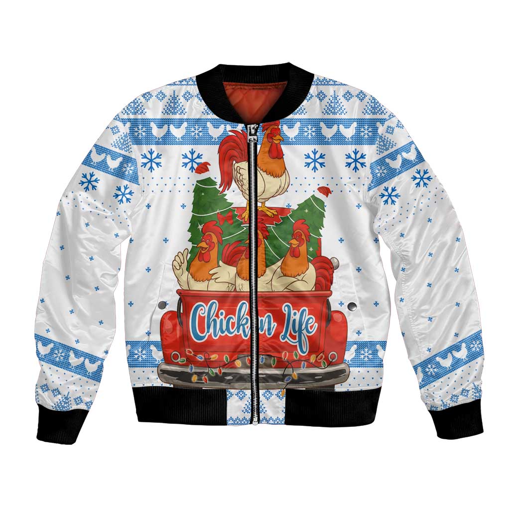Chicken Life Christmas Bomber Jacket Xmas Holiday Patterns - Wonder Print Shop