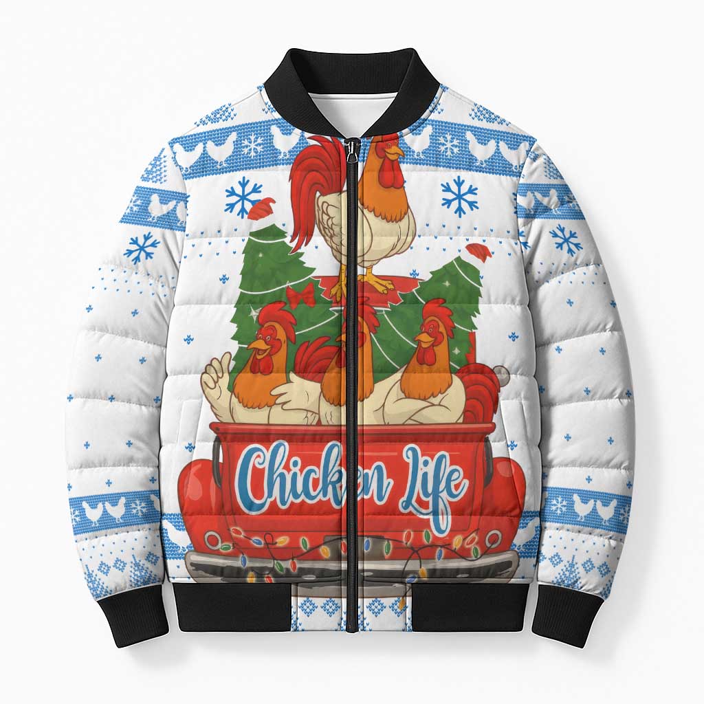 Chicken Life Christmas Bomber Puffer Jacket Xmas Holiday Patterns - Wonder Print Shop