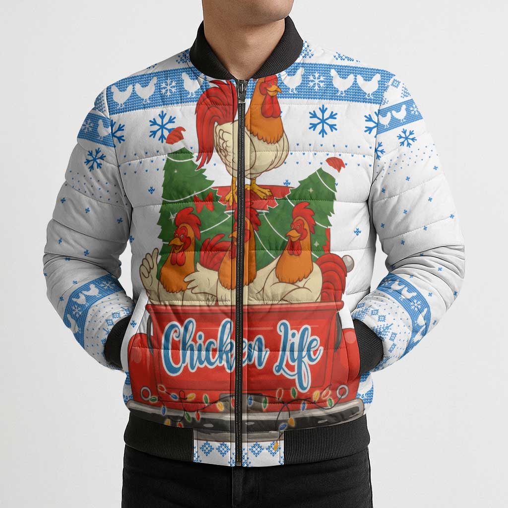 Chicken Life Christmas Bomber Puffer Jacket Xmas Holiday Patterns - Wonder Print Shop
