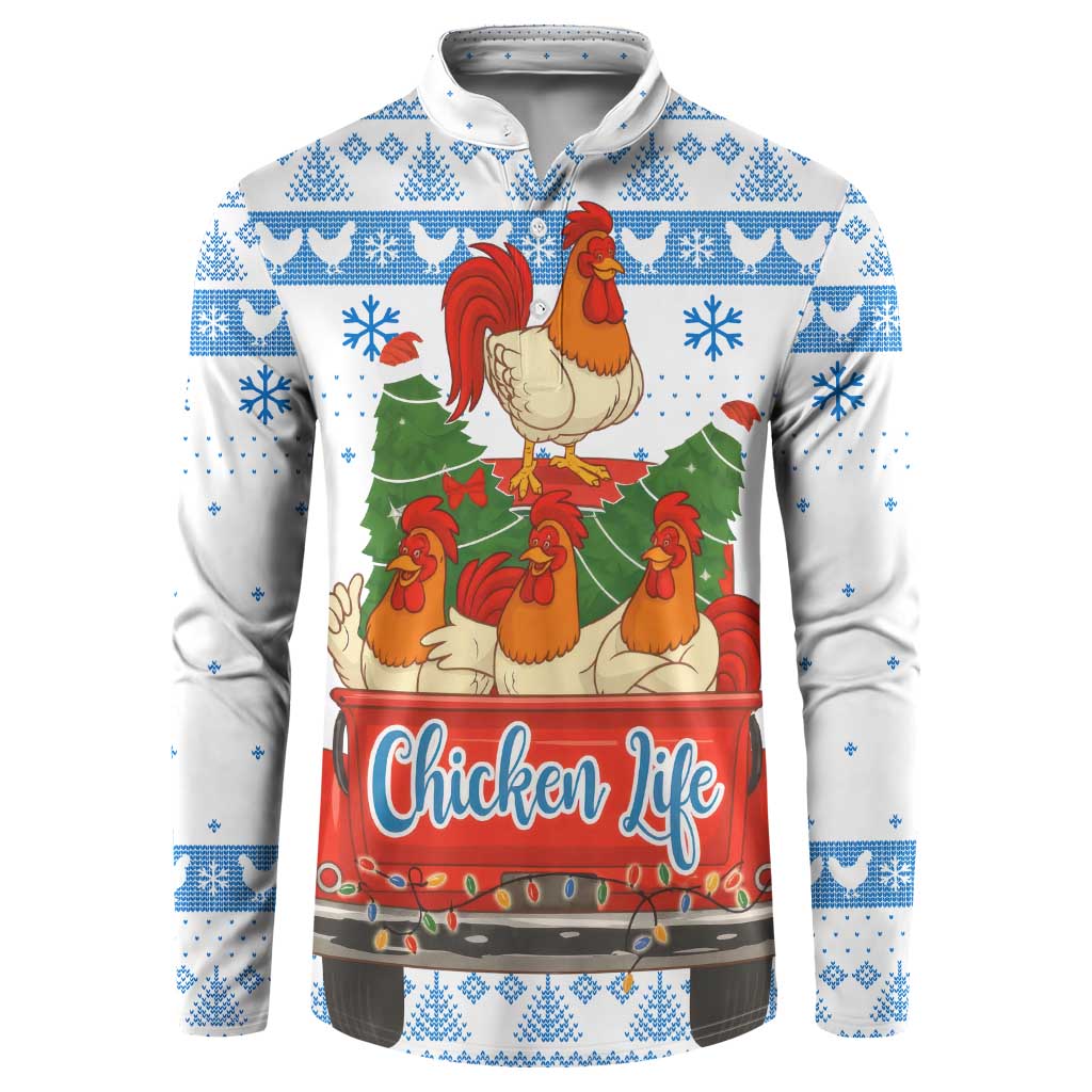 Chicken Life Christmas Button Sweatshirt Xmas Holiday Patterns - Wonder Print Shop
