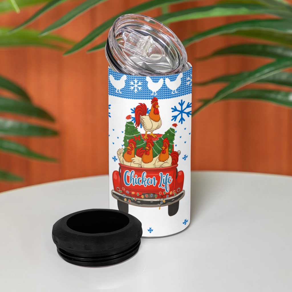Chicken Life Christmas 4 in 1 Can Cooler Tumbler Xmas Holiday Patterns - Wonder Print Shop