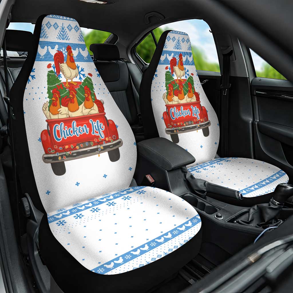 Chicken Life Christmas Car Seat Cover Xmas Holiday Patterns - Wonder Print Shop