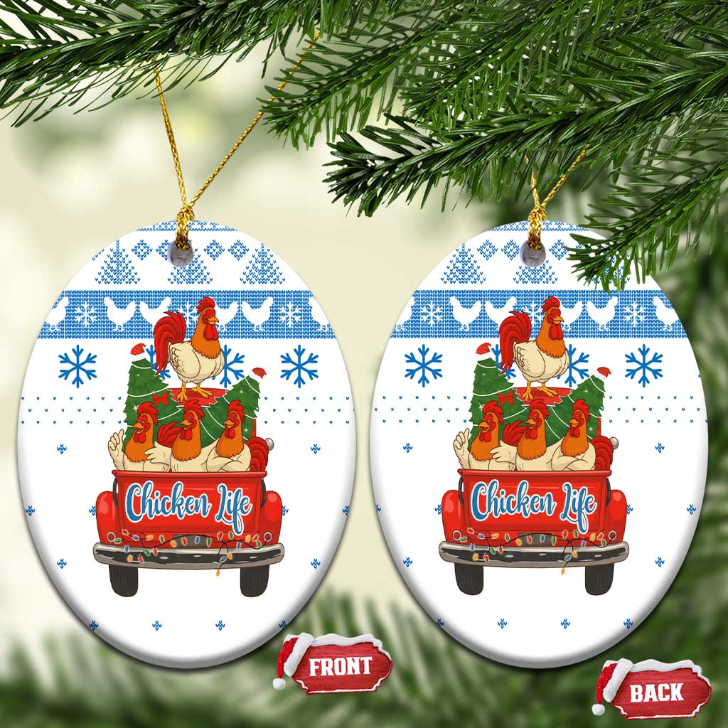 Chicken Life Christmas Ceramic Ornament Xmas Holiday Patterns - Wonder Print Shop