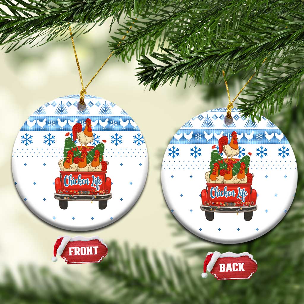 Chicken Life Christmas Ceramic Ornament Xmas Holiday Patterns - Wonder Print Shop