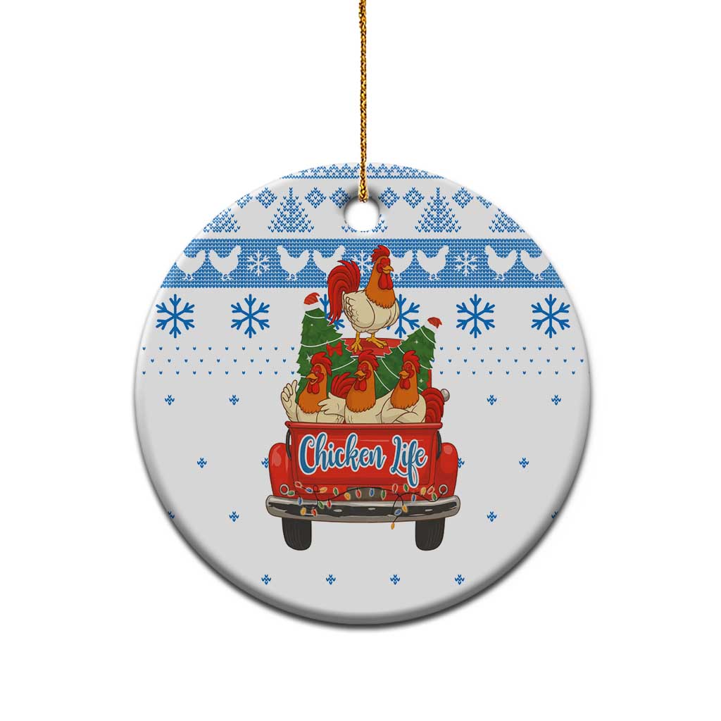 Chicken Life Christmas Ceramic Ornament Xmas Holiday Patterns - Wonder Print Shop