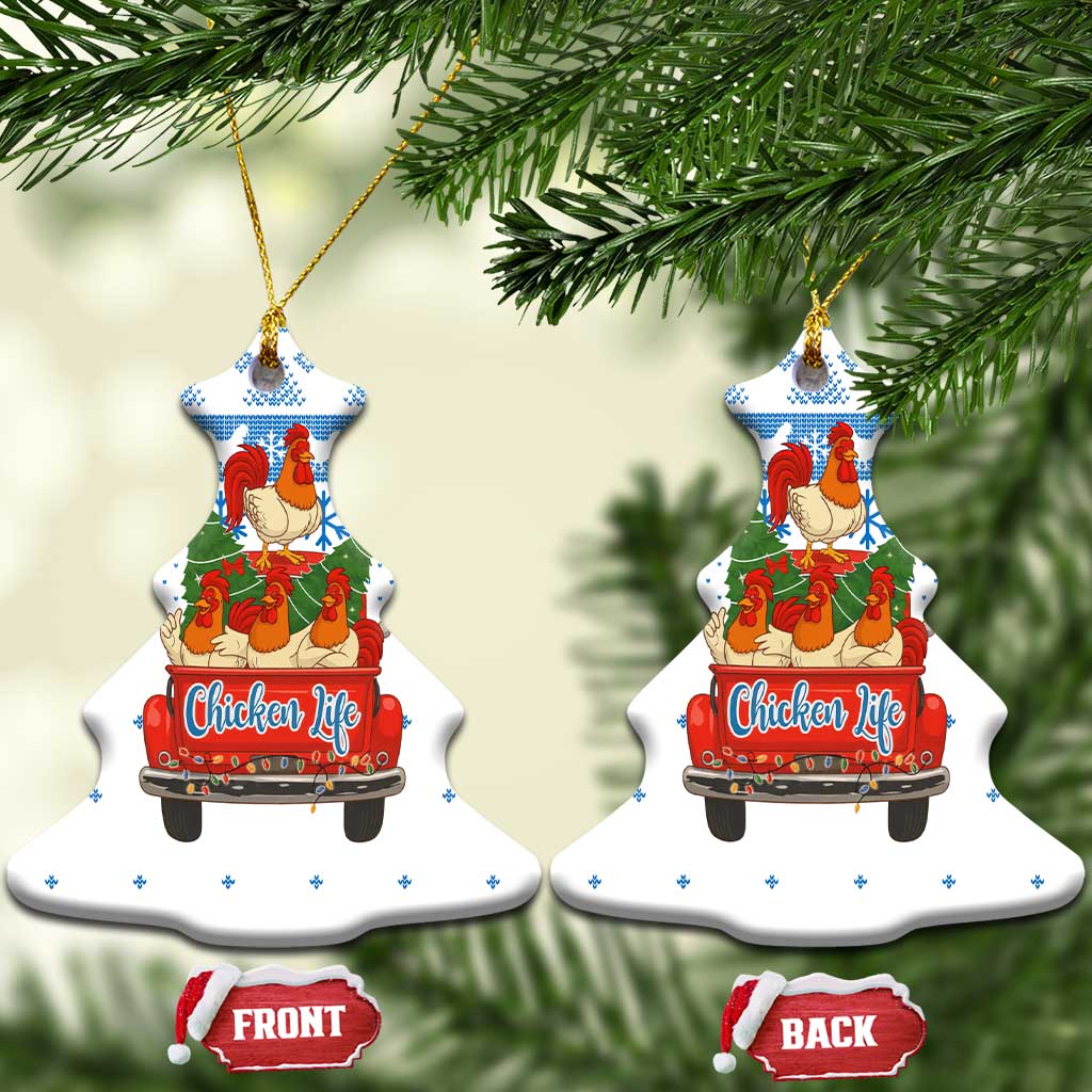 Chicken Life Christmas Ceramic Ornament Xmas Holiday Patterns - Wonder Print Shop