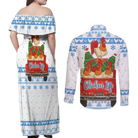 Chicken Life Christmas Couples Matching Off Shoulder Maxi Dress and Long Sleeve Button Shirt Xmas Holiday Patterns - Wonder Print Shop