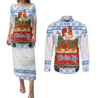 Chicken Life Christmas Couples Matching Puletasi and Long Sleeve Button Shirt Xmas Holiday Patterns - Wonder Print Shop