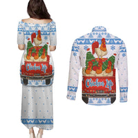 Chicken Life Christmas Couples Matching Puletasi and Long Sleeve Button Shirt Xmas Holiday Patterns - Wonder Print Shop