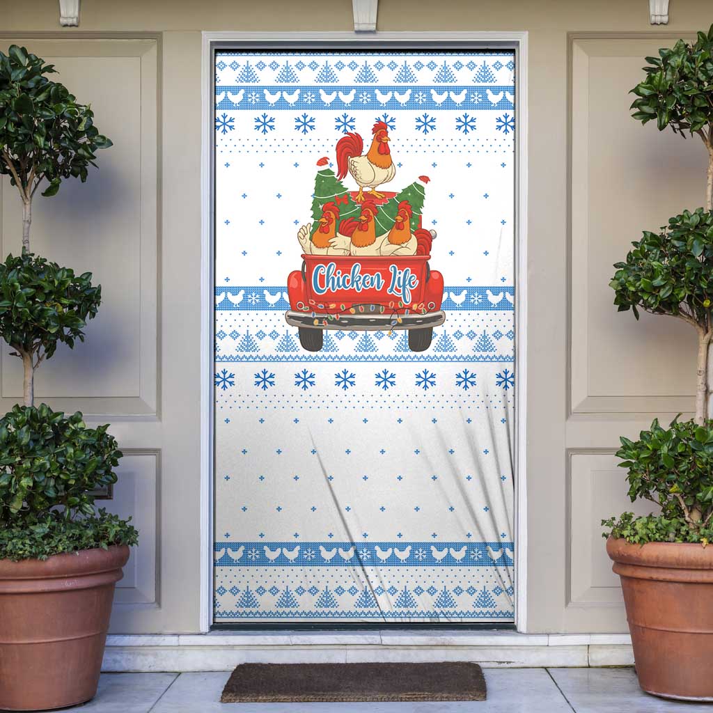Chicken Life Christmas Door Cover Xmas Holiday Patterns - Wonder Print Shop