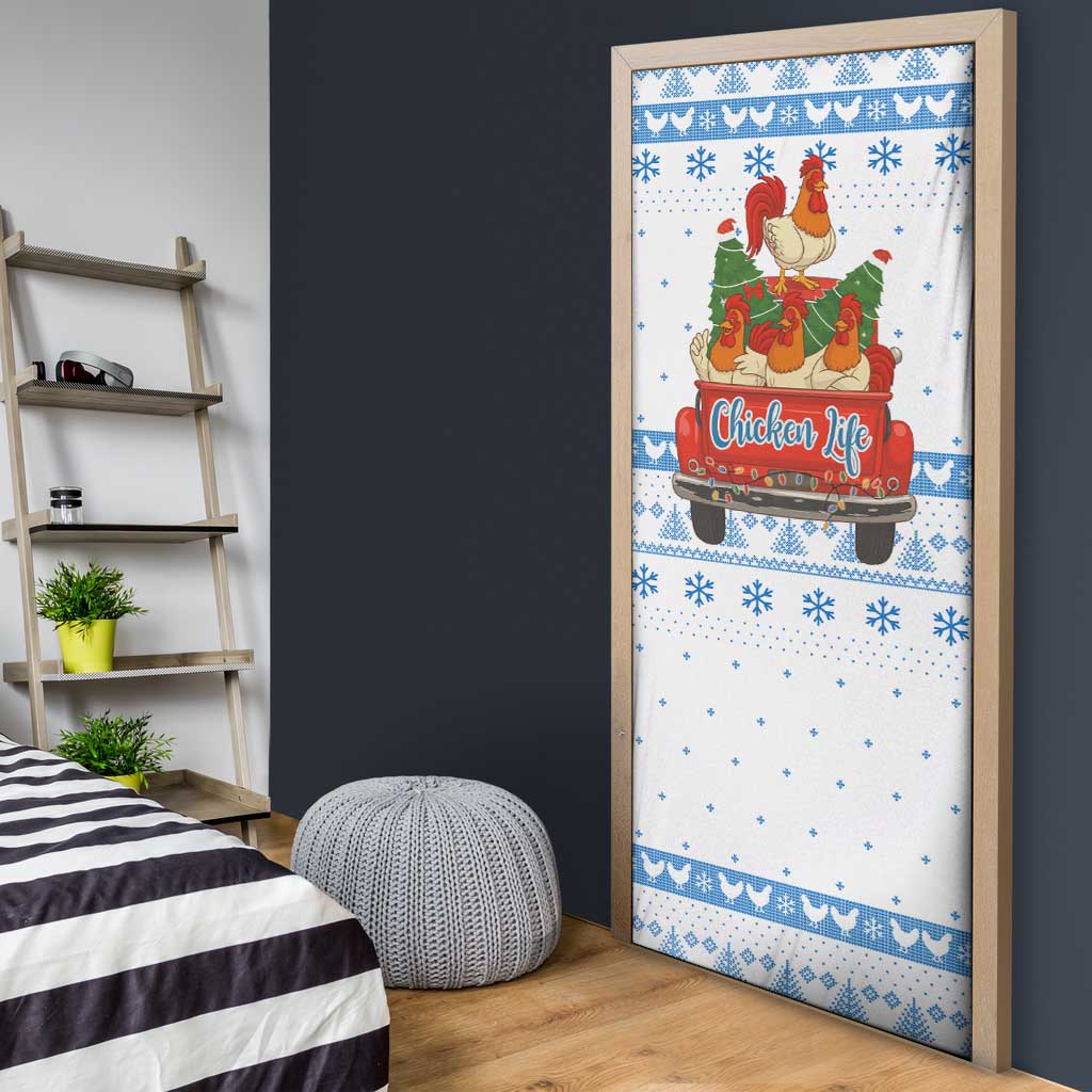 Chicken Life Christmas Door Cover Xmas Holiday Patterns - Wonder Print Shop
