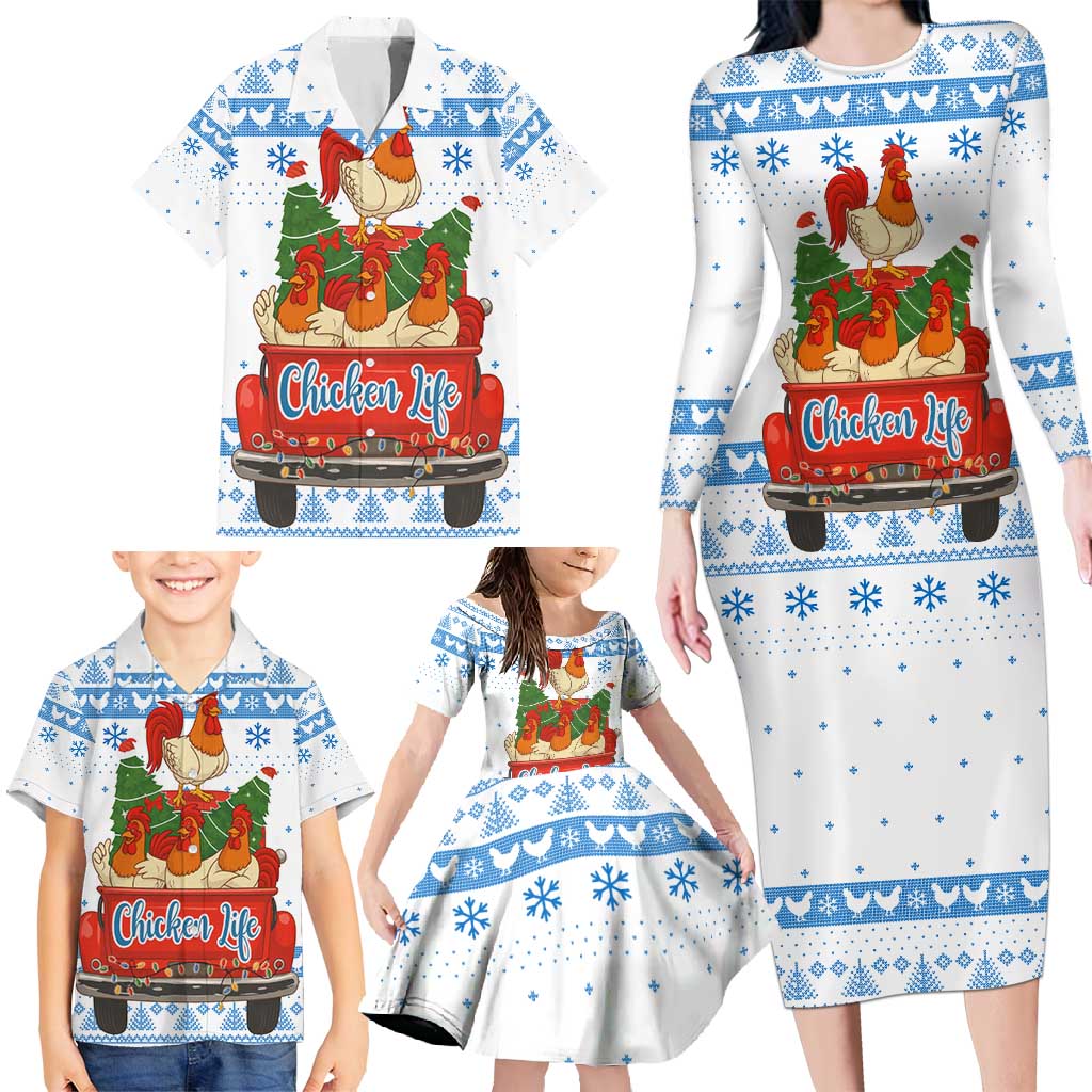 Chicken Life Christmas Family Matching Long Sleeve Bodycon Dress and Hawaiian Shirt Xmas Holiday Patterns - Wonder Print Shop