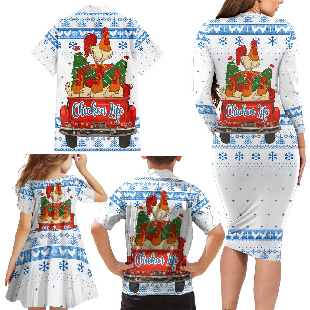 Chicken Life Christmas Family Matching Long Sleeve Bodycon Dress and Hawaiian Shirt Xmas Holiday Patterns - Wonder Print Shop