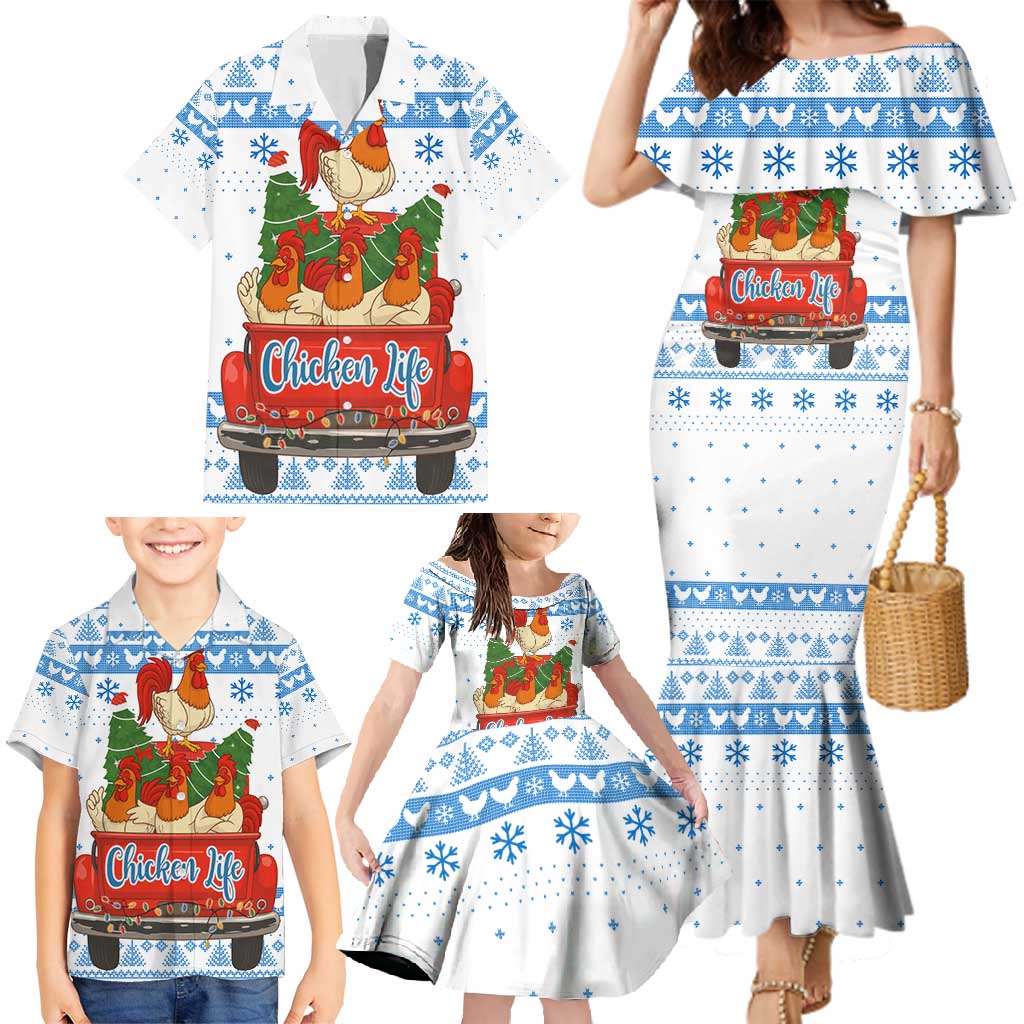 Chicken Life Christmas Family Matching Mermaid Dress and Hawaiian Shirt Xmas Holiday Patterns - Wonder Print Shop