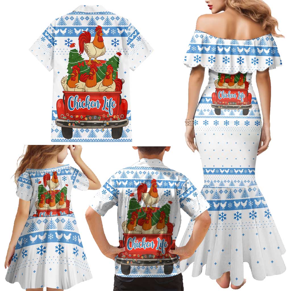 Chicken Life Christmas Family Matching Mermaid Dress and Hawaiian Shirt Xmas Holiday Patterns - Wonder Print Shop