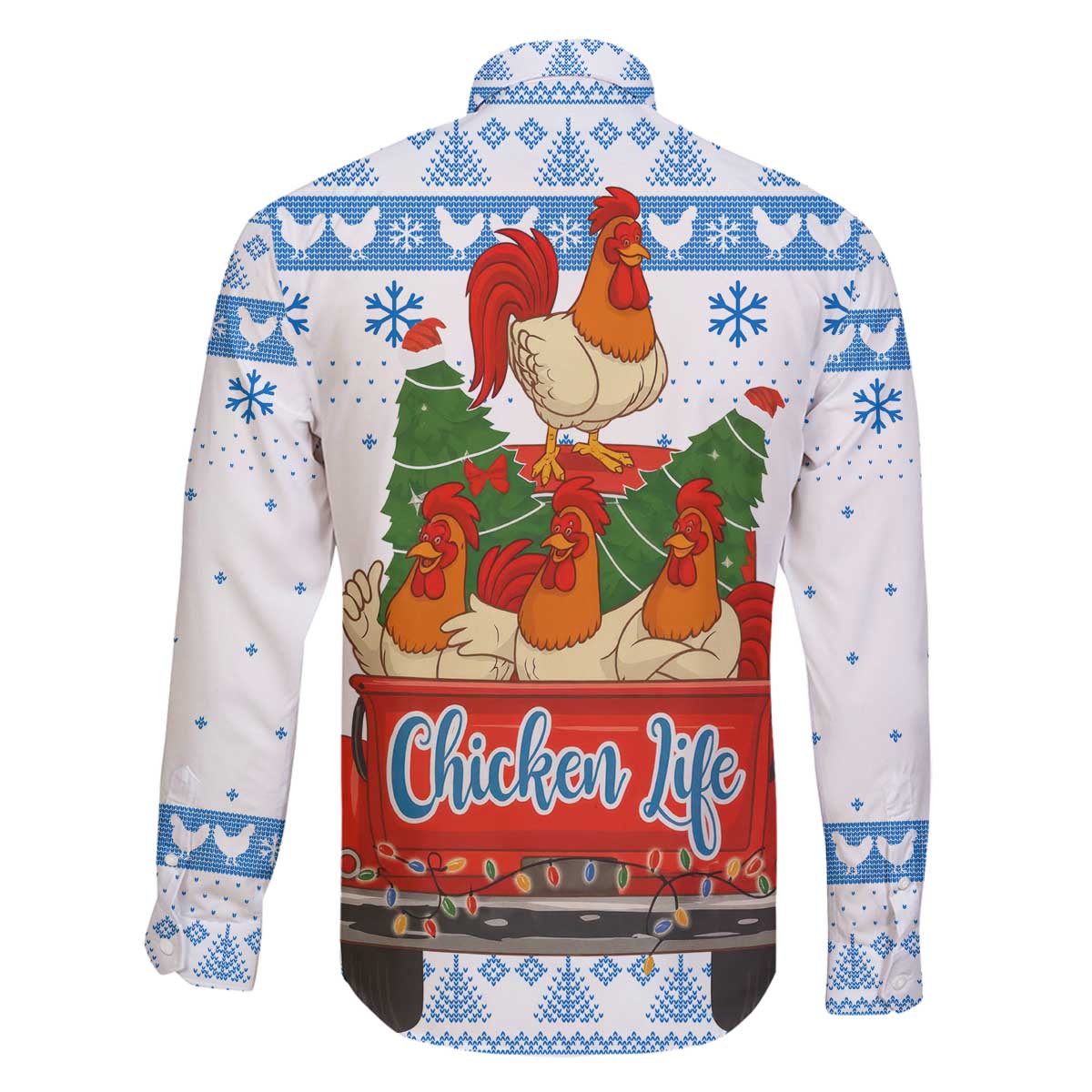 Chicken Life Christmas Family Matching Off The Shoulder Long Sleeve Dress and Hawaiian Shirt Xmas Holiday Patterns - Wonder Print Shop