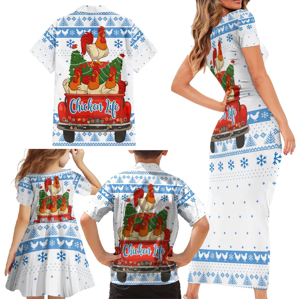 Chicken Life Christmas Family Matching Short Sleeve Bodycon Dress and Hawaiian Shirt Xmas Holiday Patterns - Wonder Print Shop
