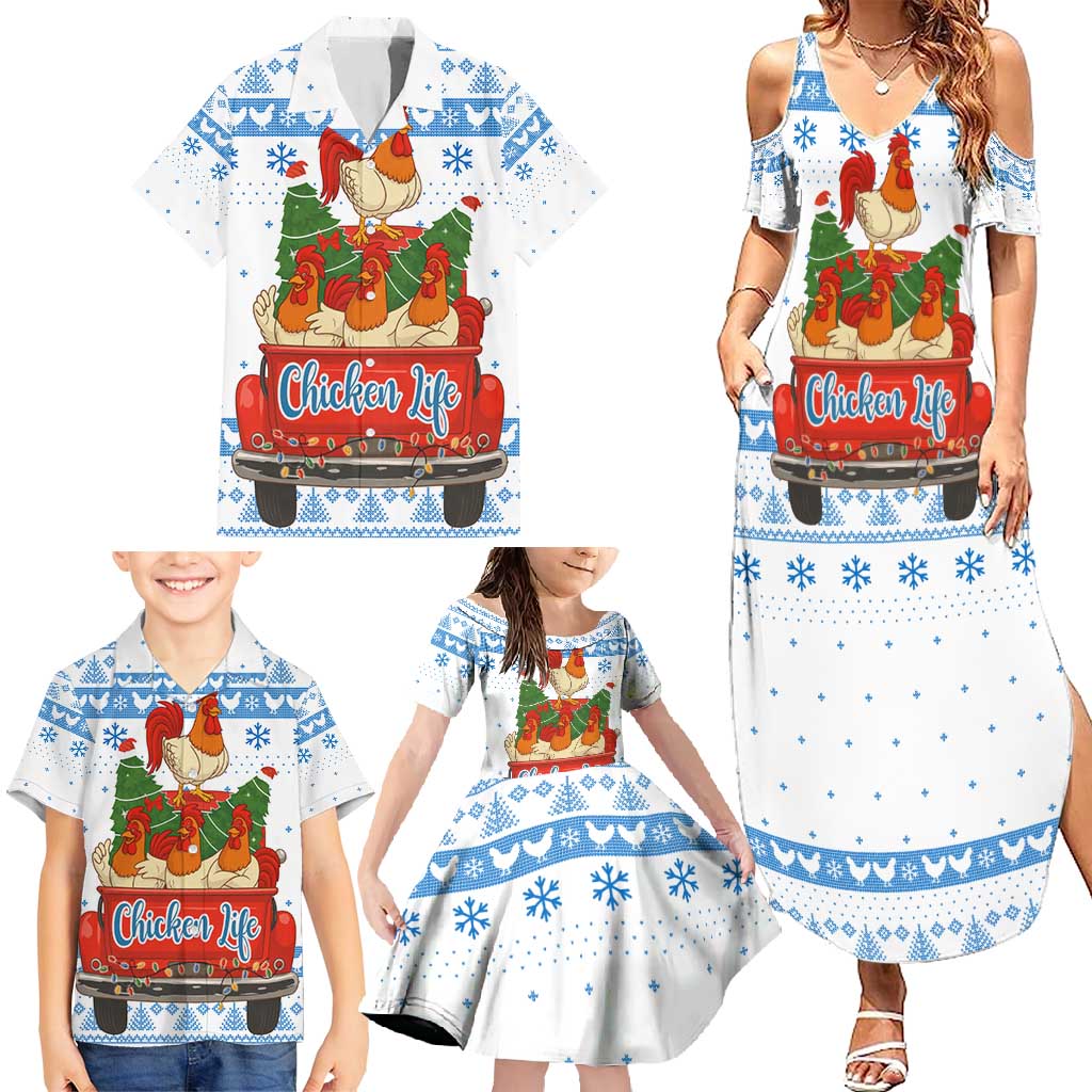 Chicken Life Christmas Family Matching Summer Maxi Dress and Hawaiian Shirt Xmas Holiday Patterns - Wonder Print Shop