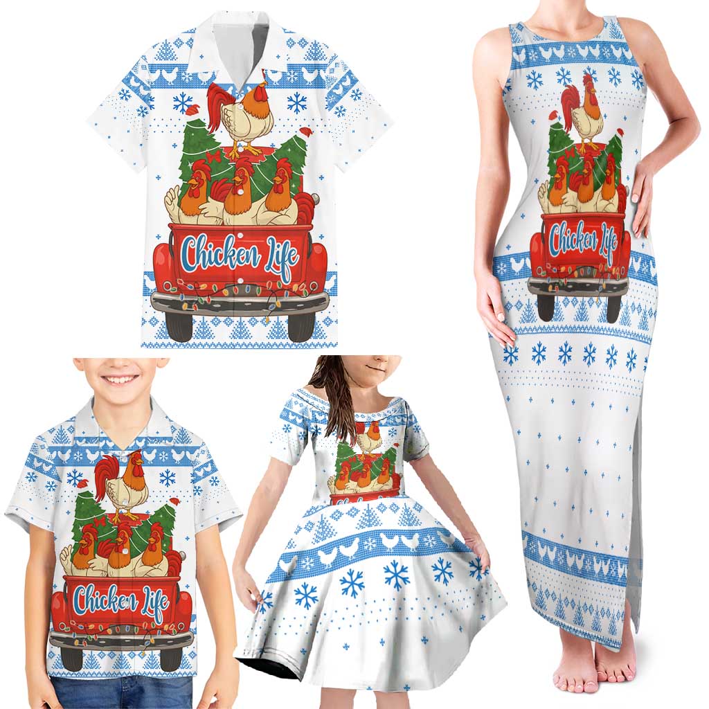 Chicken Life Christmas Family Matching Tank Maxi Dress and Hawaiian Shirt Xmas Holiday Patterns - Wonder Print Shop
