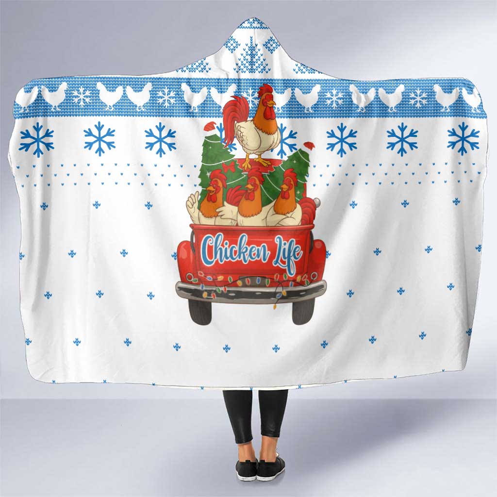 Chicken Life Christmas Hooded Blanket Xmas Holiday Patterns - Wonder Print Shop