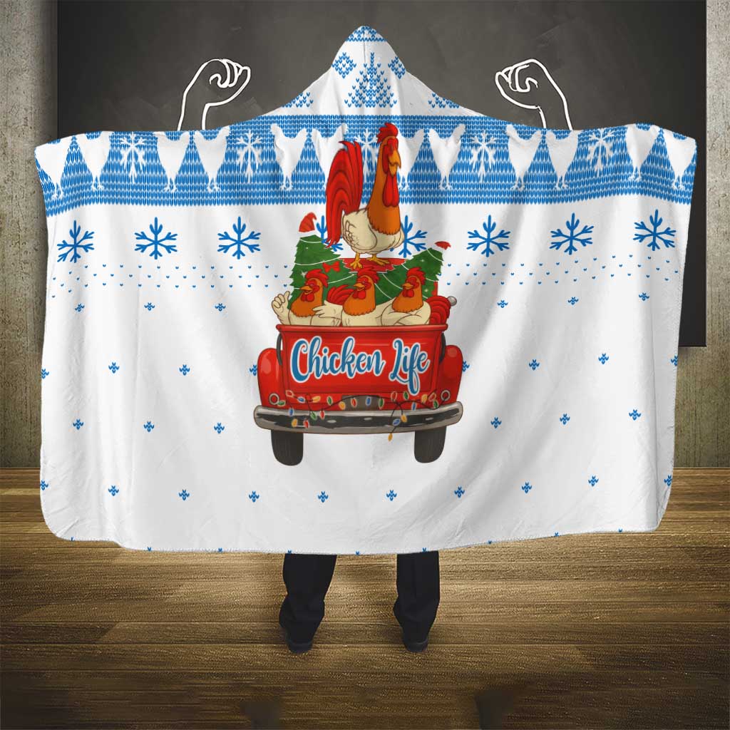 Chicken Life Christmas Hooded Blanket Xmas Holiday Patterns - Wonder Print Shop