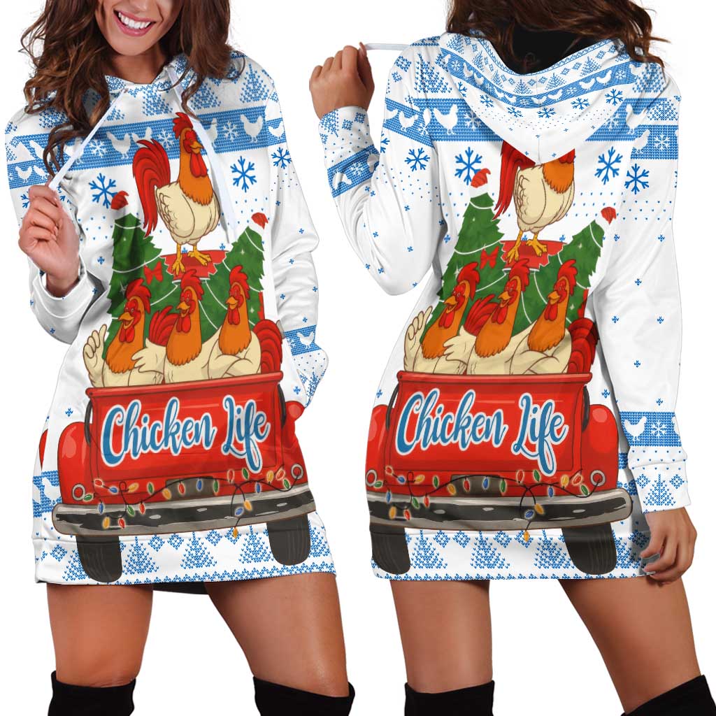 Chicken Life Christmas Hoodie Dress Xmas Holiday Patterns - Wonder Print Shop