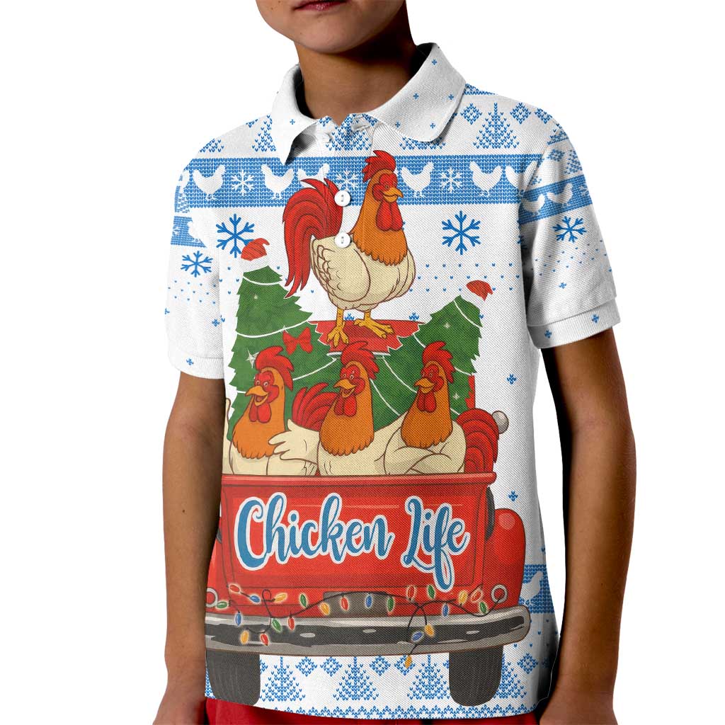Chicken Life Christmas Kid Polo Shirt Xmas Holiday Patterns - Wonder Print Shop