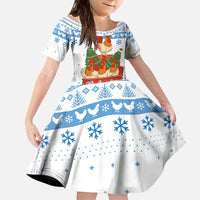 Chicken Life Christmas Kid Short Sleeve Dress Xmas Holiday Patterns - Wonder Print Shop