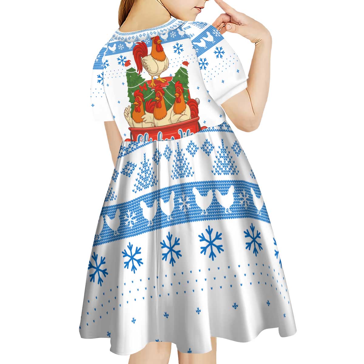 Chicken Life Christmas Kid Short Sleeve Dress Xmas Holiday Patterns - Wonder Print Shop