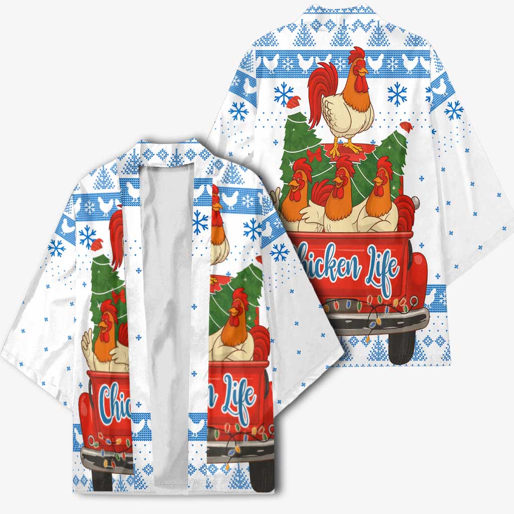 Chicken Life Christmas Kimono Xmas Holiday Patterns - Wonder Print Shop