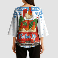Chicken Life Christmas Kimono Sleeve Blouse Xmas Holiday Patterns - Wonder Print Shop