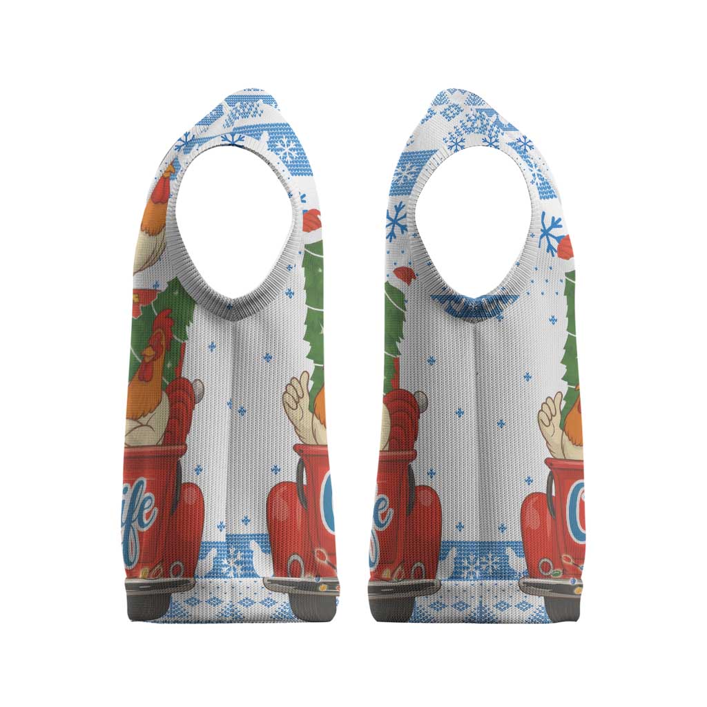 Chicken Life Christmas Knitted V-Neck Vest Xmas Holiday Patterns - Wonder Print Shop