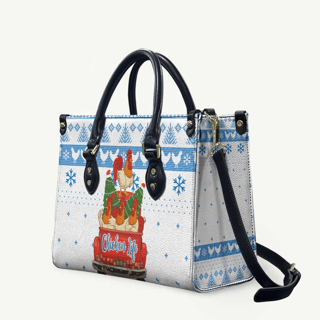 Chicken Life Christmas Leather Bag Xmas Holiday Patterns - Wonder Print Shop