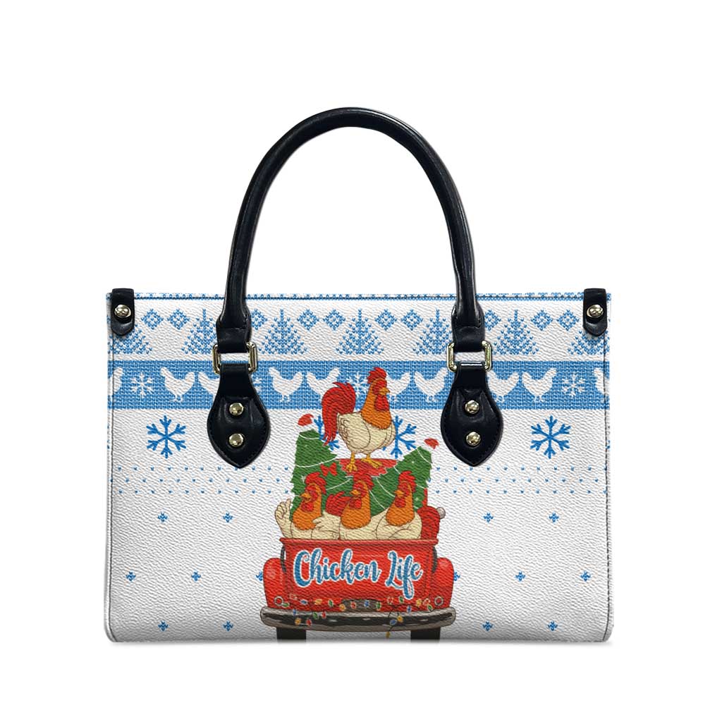 Chicken Life Christmas Leather Bag Xmas Holiday Patterns - Wonder Print Shop
