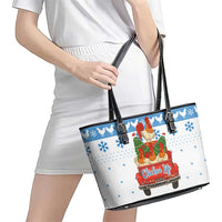 Chicken Life Christmas Leather Tote Bag Xmas Holiday Patterns - Wonder Print Shop