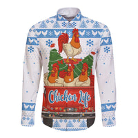Chicken Life Christmas Long Sleeve Button Shirt Xmas Holiday Patterns - Wonder Print Shop