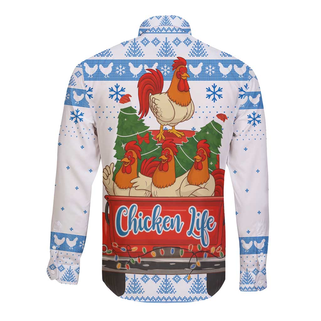 Chicken Life Christmas Long Sleeve Button Shirt Xmas Holiday Patterns - Wonder Print Shop