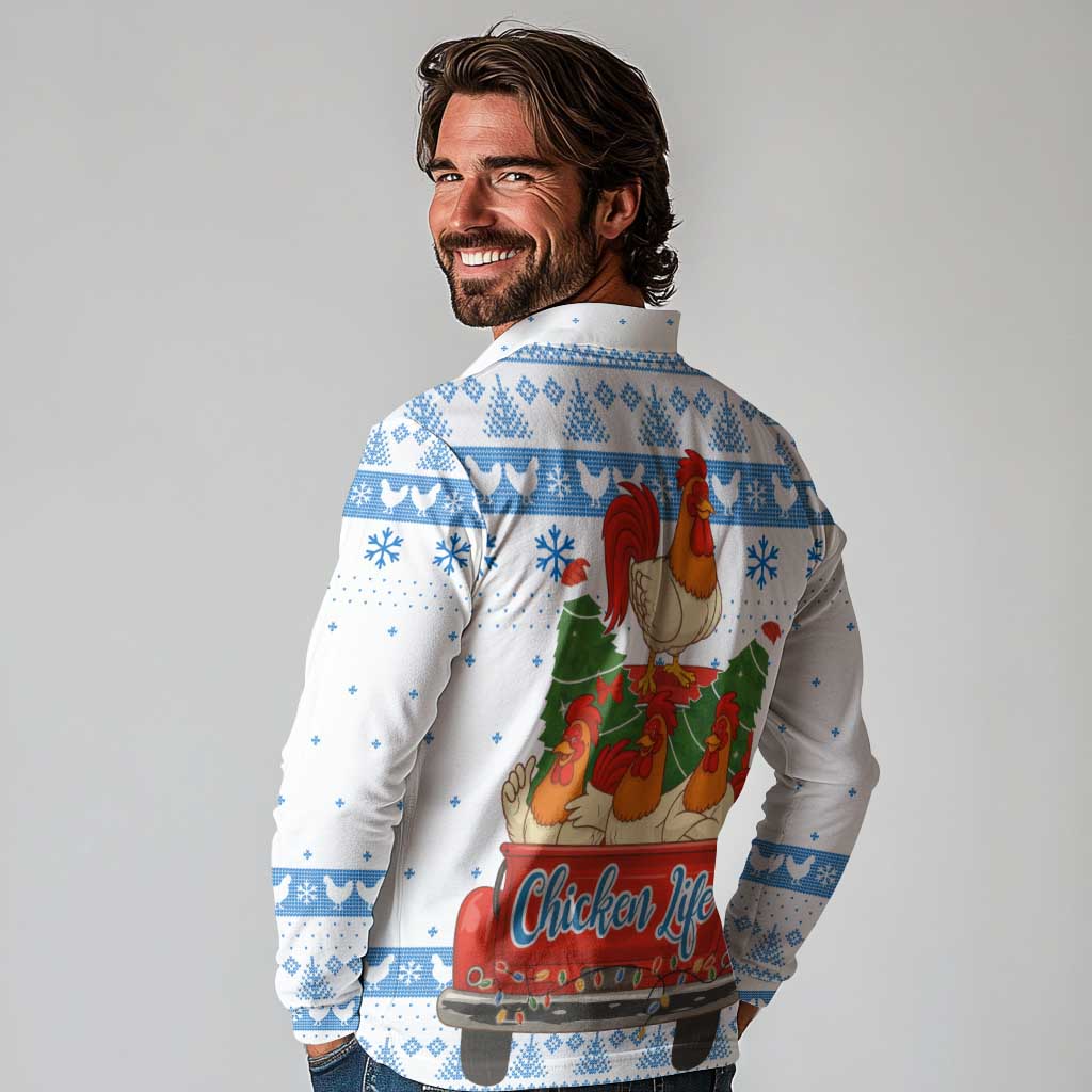 Chicken Life Christmas Long Sleeve Polo Shirt Xmas Holiday Patterns - Wonder Print Shop