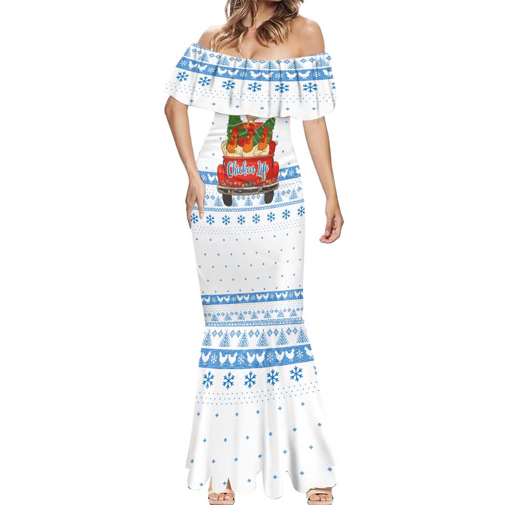 Chicken Life Christmas Mermaid Dress Xmas Holiday Patterns - Wonder Print Shop