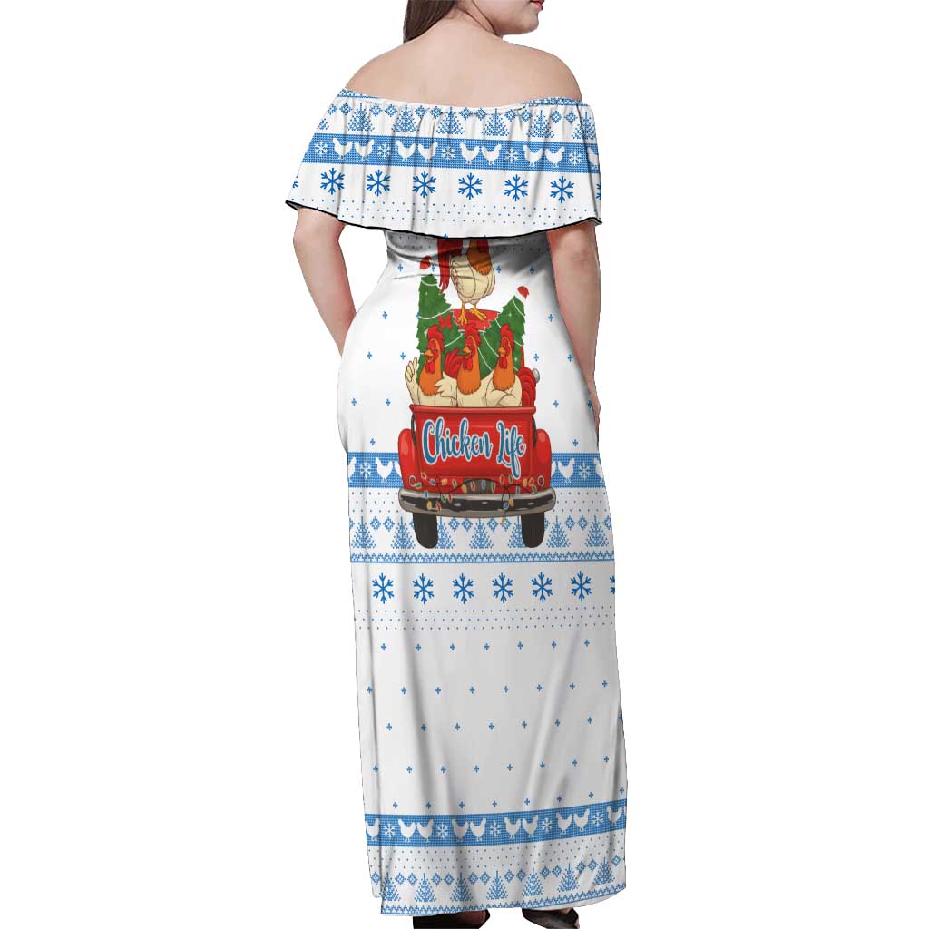 Chicken Life Christmas Off Shoulder Maxi Dress Xmas Holiday Patterns - Wonder Print Shop