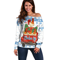 Chicken Life Christmas Off Shoulder Sweater Xmas Holiday Patterns - Wonder Print Shop