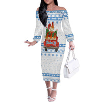 Chicken Life Christmas Off The Shoulder Long Sleeve Dress Xmas Holiday Patterns - Wonder Print Shop