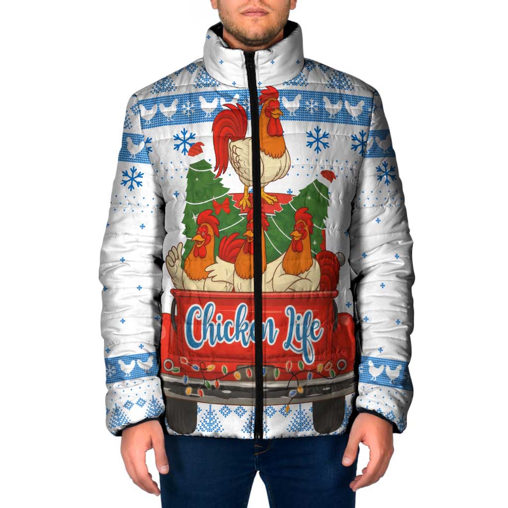 Chicken Life Christmas Padded Jacket Xmas Holiday Patterns - Wonder Print Shop