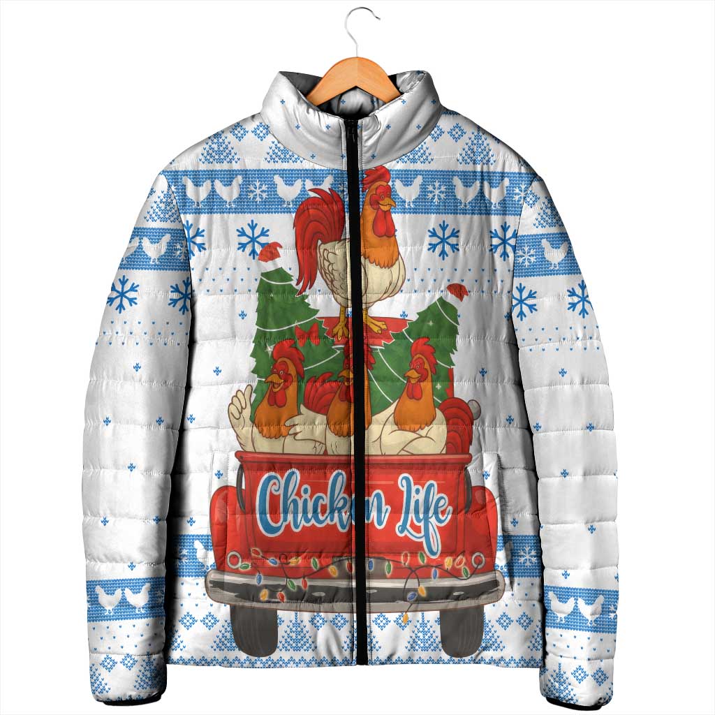 Chicken Life Christmas Padded Jacket Xmas Holiday Patterns - Wonder Print Shop