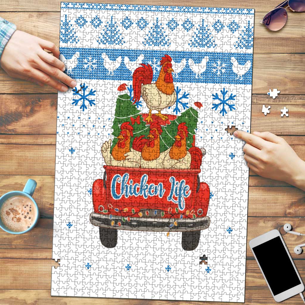 Chicken Life Christmas Puzzle Xmas Holiday Patterns - Wonder Print Shop