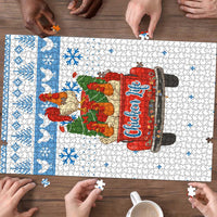Chicken Life Christmas Puzzle Xmas Holiday Patterns - Wonder Print Shop