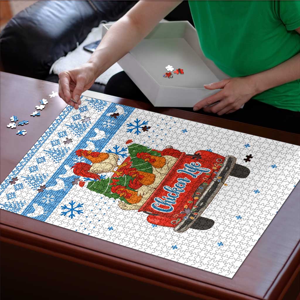 Chicken Life Christmas Puzzle Xmas Holiday Patterns - Wonder Print Shop