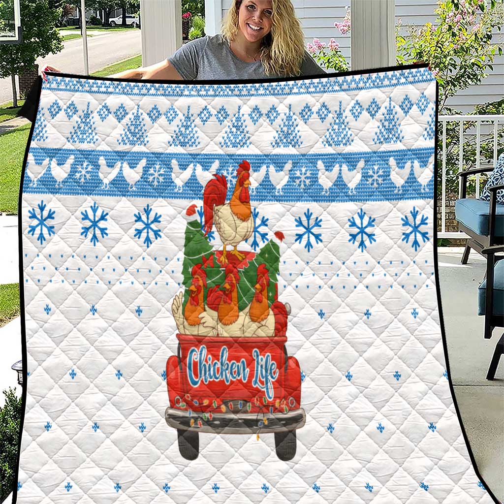 Chicken Life Christmas Quilt Xmas Holiday Patterns - Wonder Print Shop