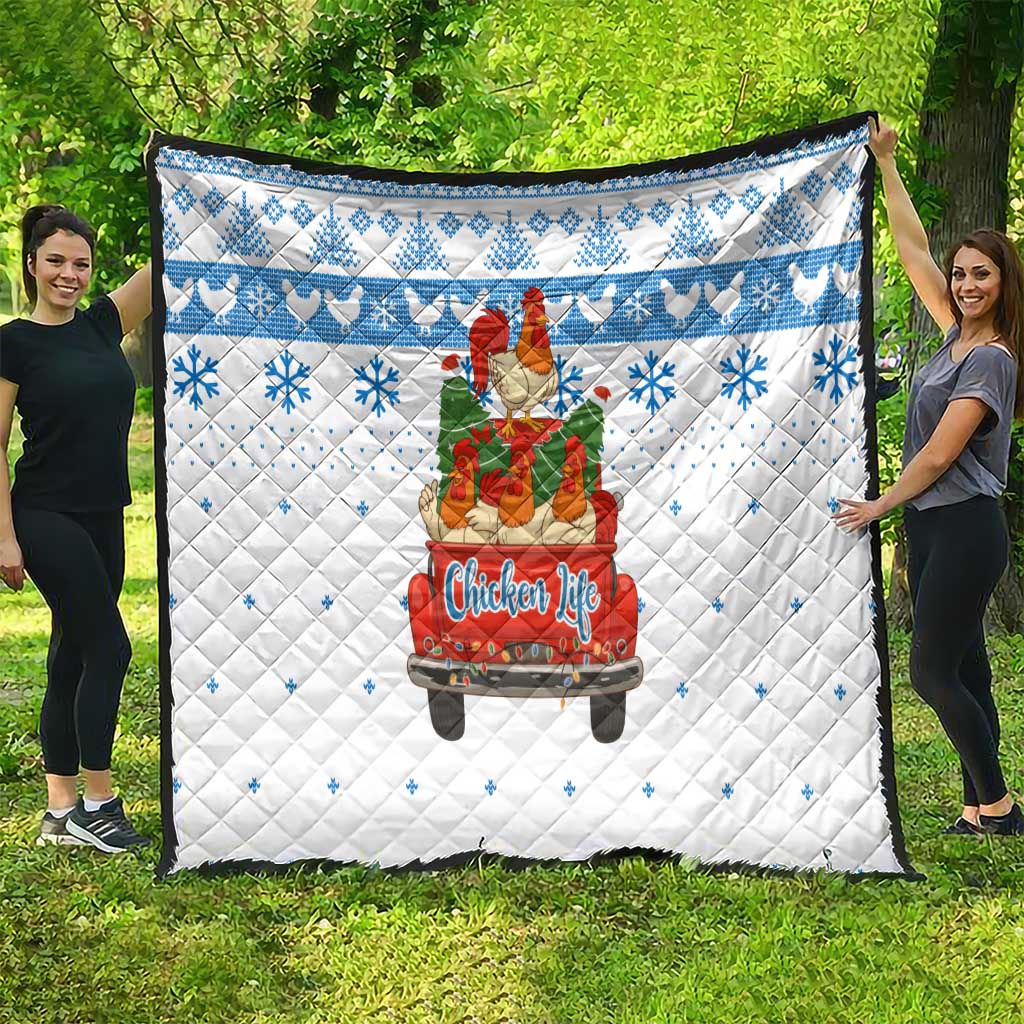 Chicken Life Christmas Quilt Xmas Holiday Patterns - Wonder Print Shop