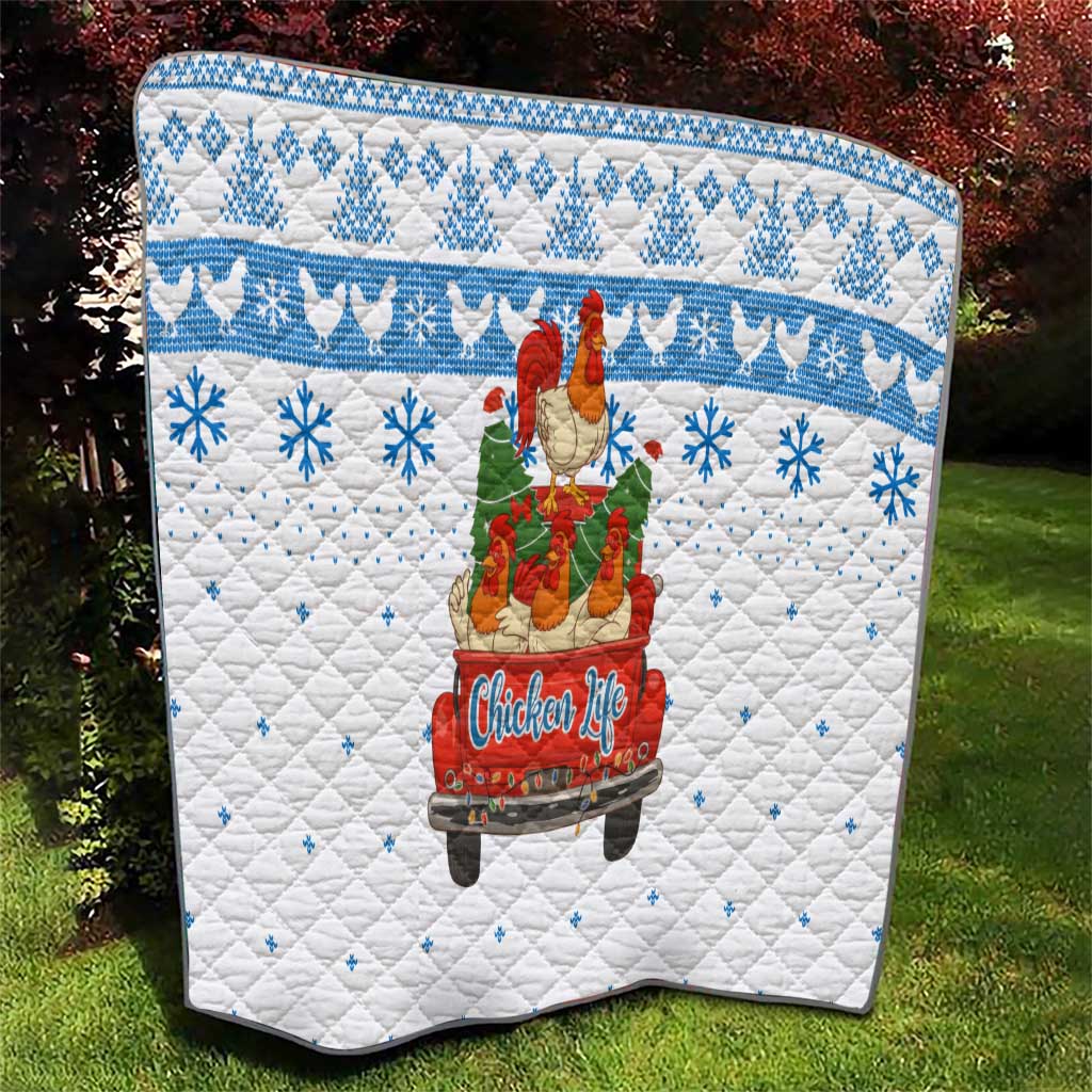 Chicken Life Christmas Quilt Xmas Holiday Patterns - Wonder Print Shop